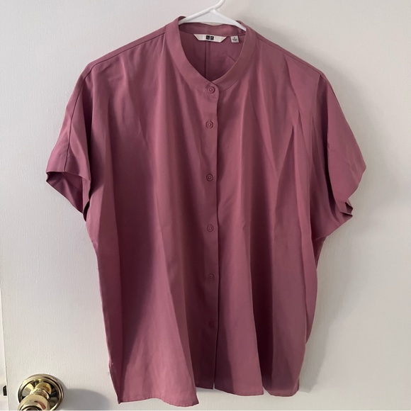 Uniqlo Tops - Uniqlo Rayon Short Sleeve Blouse Women’s  Button Down Oversized Small